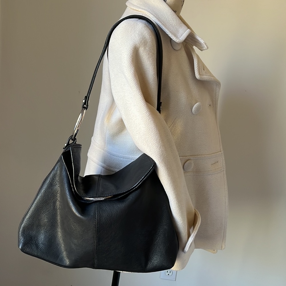 Alfani Black Leather Hobo Shoulder Bag